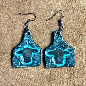 Turquoise Bull Head Earrings